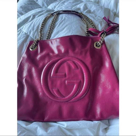 Gucci Soho medium size/Gucci Soho Medium Black Double Leather Chain Shoulder Bag - Picture 4 of 16